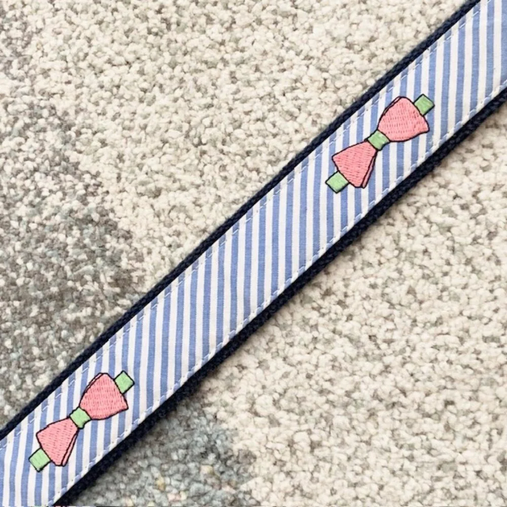 Vineyard Vines Boys Size 30 XL Kentucky Derby Seersucker Leather Bow Tie Belt